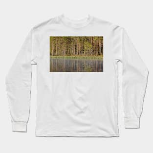 Forest reflecting to small lake at summer morning Long Sleeve T-Shirt